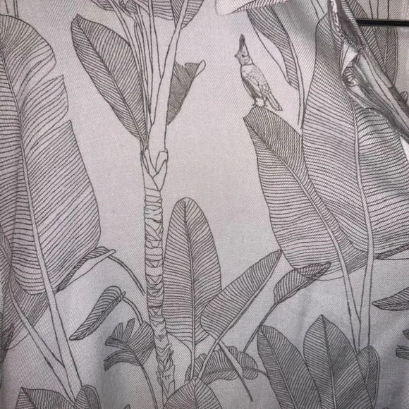 Harris Wilson Cesarine Birds Botanical Print White Grey Viscose Button Up Shirt - Picture 9 of 12